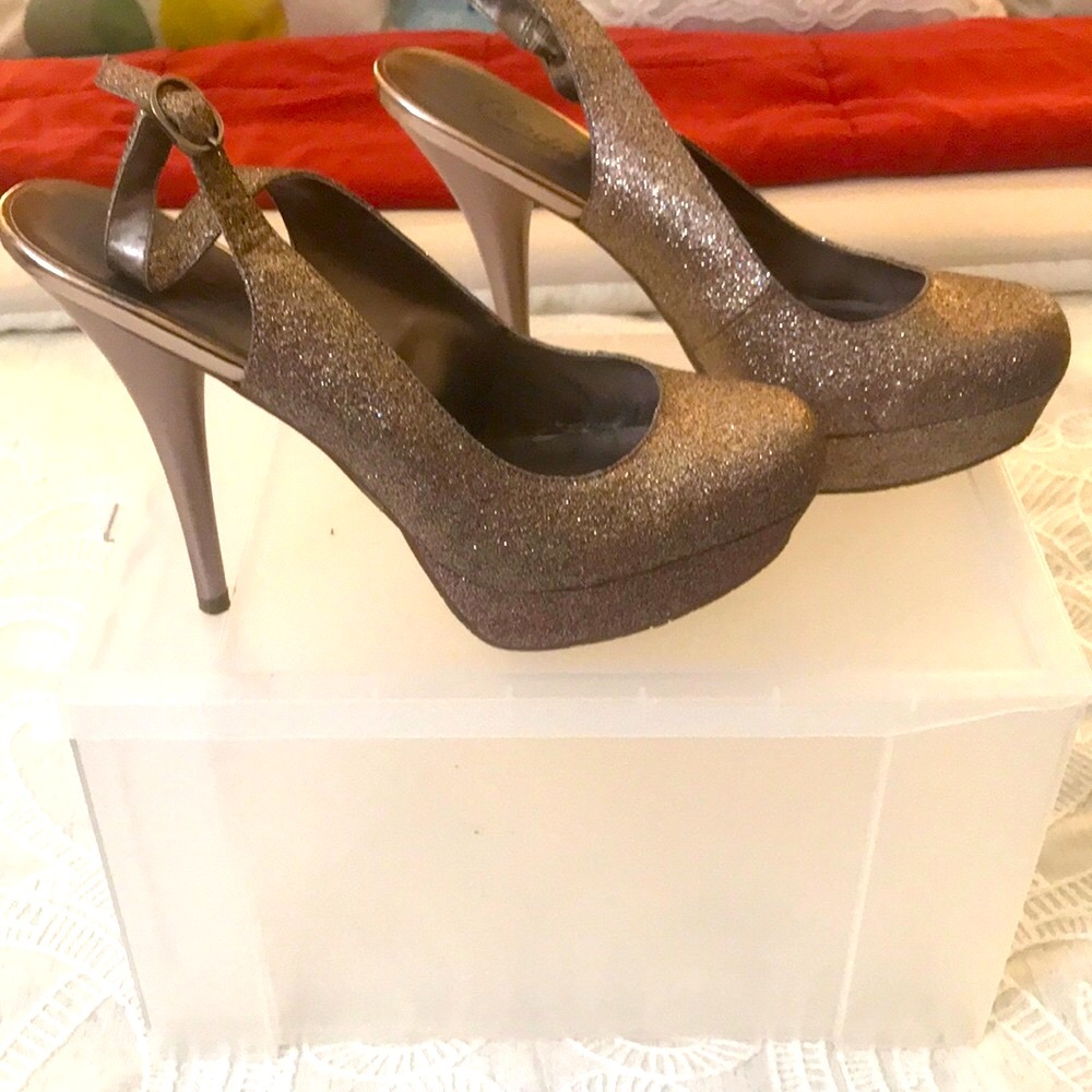 Glitter sling back heels